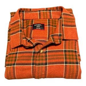 UNTUCKit Regner Flannel Shirt Size L Men's Burnt Red Plaid Button-Up Long Sleeve